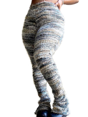 Multicolored Striped Fleece Sweater Pants