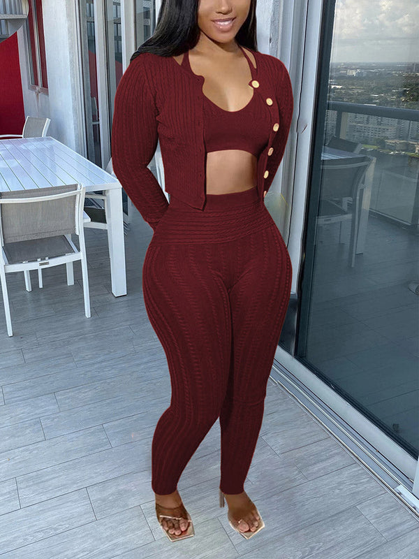 3PC Knit Ribbed Set