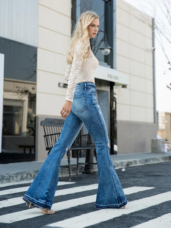 Low Rise Flare Jeans Casual Pants