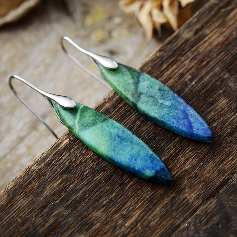 Green natural stone earrings