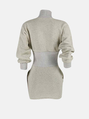 Solid Color Stand Collar Sweatshirt Dress