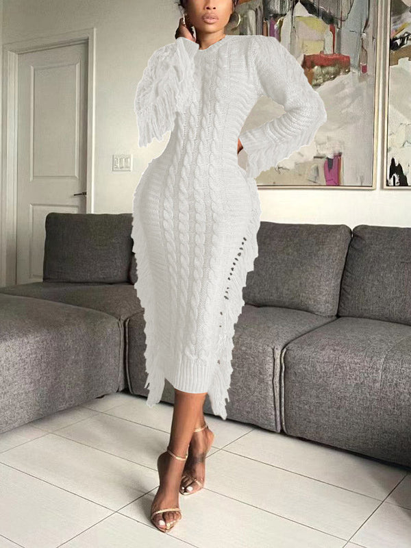 Knitted Tassel Sweater Dress