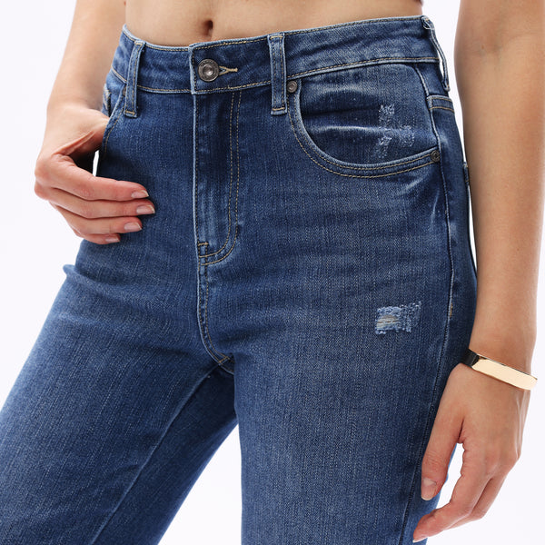 ONESO Classic Straight Leg High Rise Jeans Casual Distressed Denim Vintage Wash Women Jeans