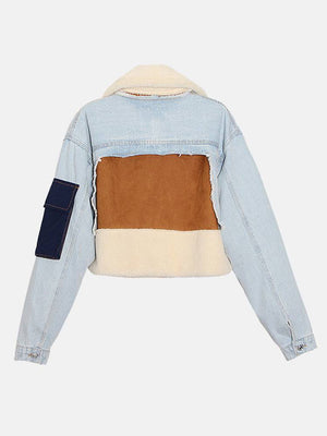 Lamb Denim Patchwork Coat