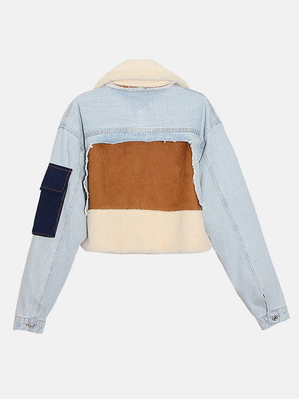 Lamb Denim Patchwork Coat