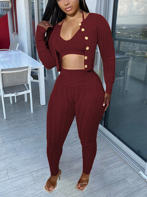 3PC Knit Ribbed Set