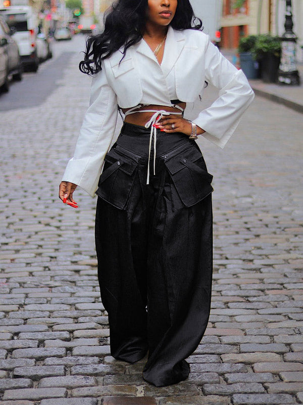 Cargo Pocket Wide Leg Pants