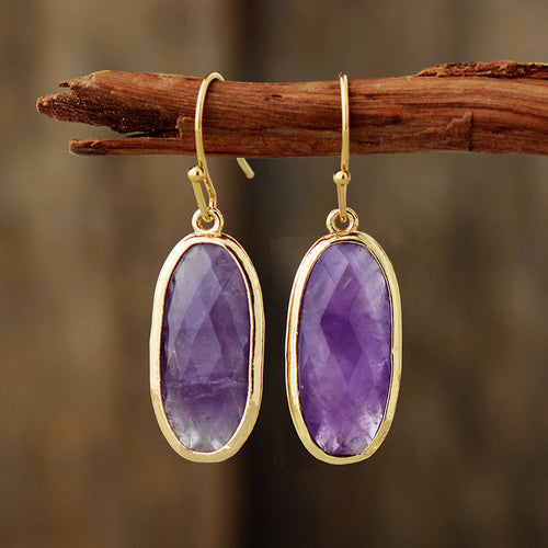 Natural Stone Crystal Earrings