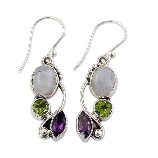 Colorful Zircon Moonlight Stone Earrings