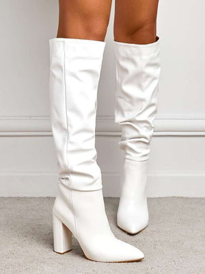 Ruched Chunky Heel Boots