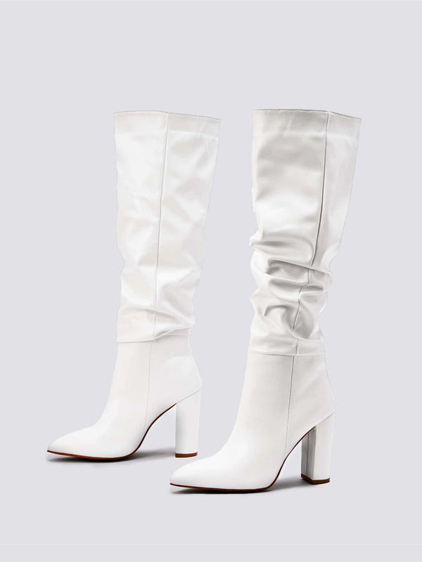 Ruched Chunky Heel Boots