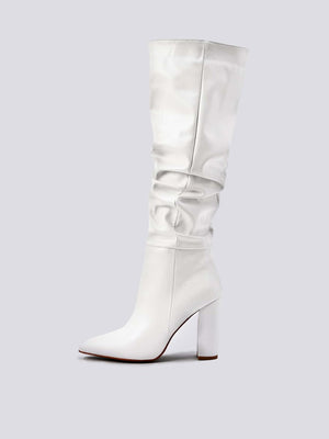 Ruched Chunky Heel Boots