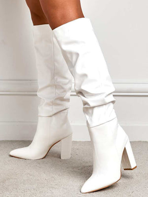 Ruched Chunky Heel Boots