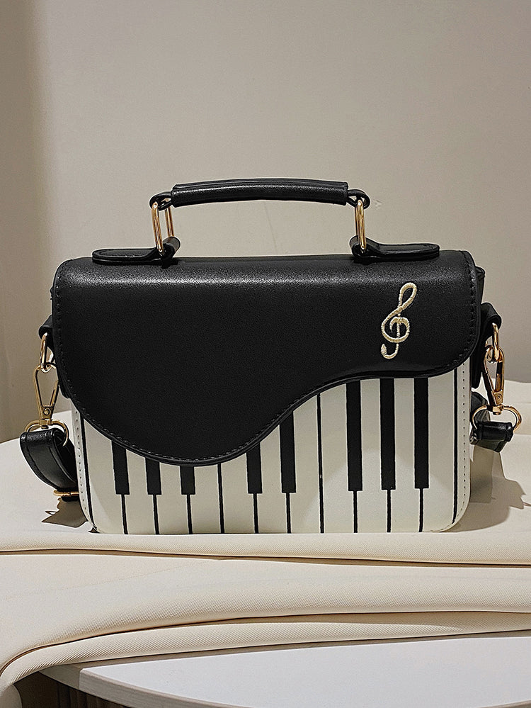 Piano Print Music Embroidered Bag