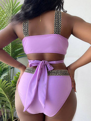 Wrap Cross Tie Back Bikini Swimsuit