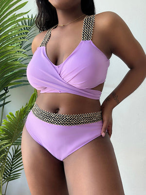 Wrap Cross Tie Back Bikini Swimsuit