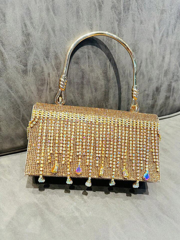 Rhinestone Fringe Clutch