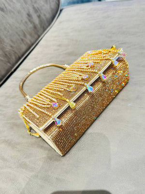 Rhinestone Fringe Clutch