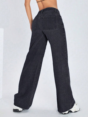 SHEIN ICON Women's Mid-rise Loose Fit Denim Pants