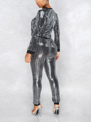 Sequin Long Sleeves Set