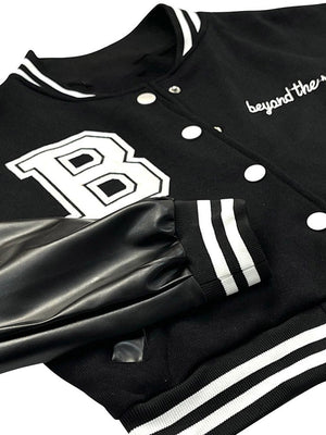 Baseball Jacket PU Leather Mini Skirt Set