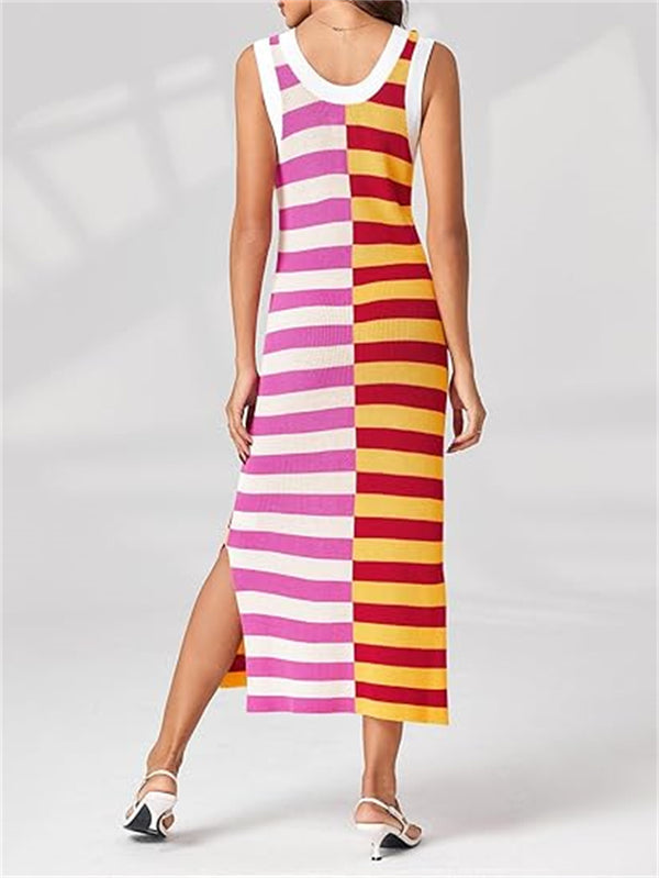 Womens Summer Striped Dress Sleeveless