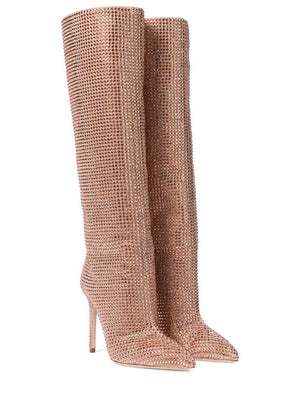 Crystal-Embellished Suede Boots