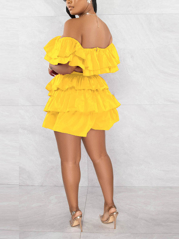 Ruffle Crop Top Shorts Set