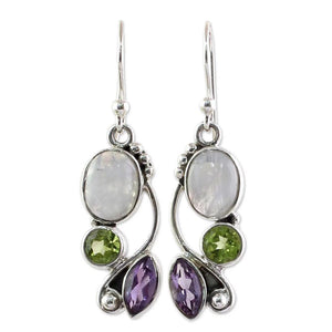 Colorful Zircon Moonlight Stone Earrings