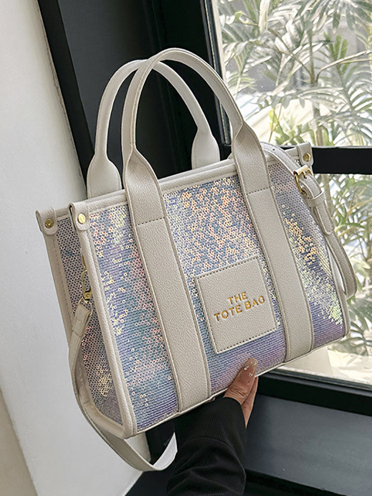 PU Glitter Sequins Versatile Travel Tote Bag