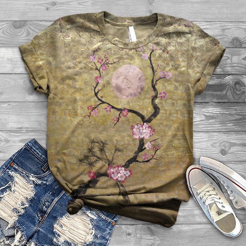 Japanese Plum Blossom Print T-shirt