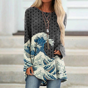 The Great Wave Off Kanagawa Inspired Japanese Art Print Tunic