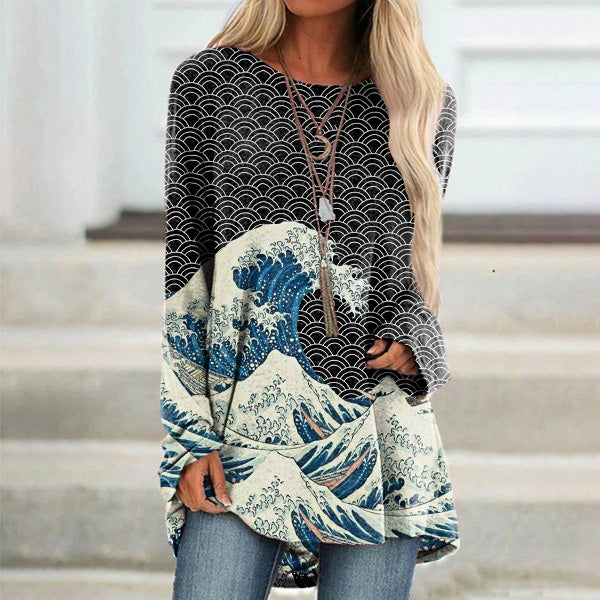 The Great Wave Off Kanagawa Inspired Japanese Art Print Tunic