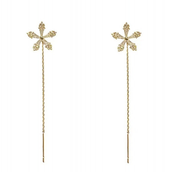 Flower Ear Line Earrings