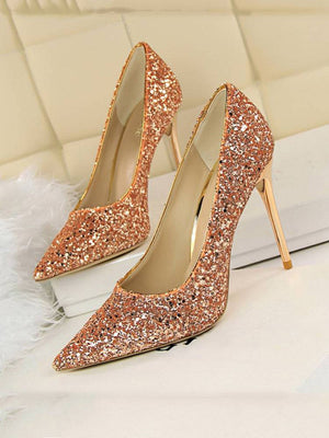 Sequin Pointed Toe High Heels Pumps