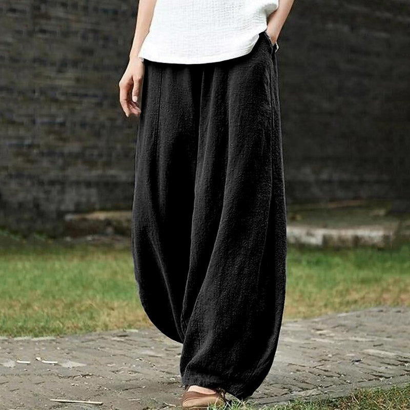 Casual Plain Drawstring Pocket Pants