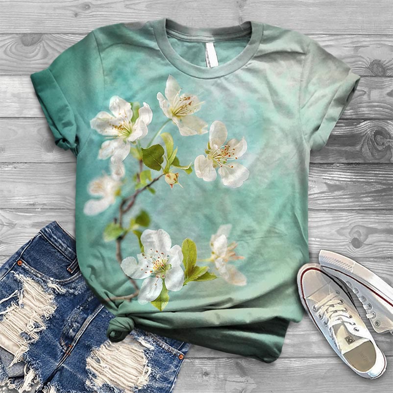 Japanese Vintage Floral Crew Neck T-shirt