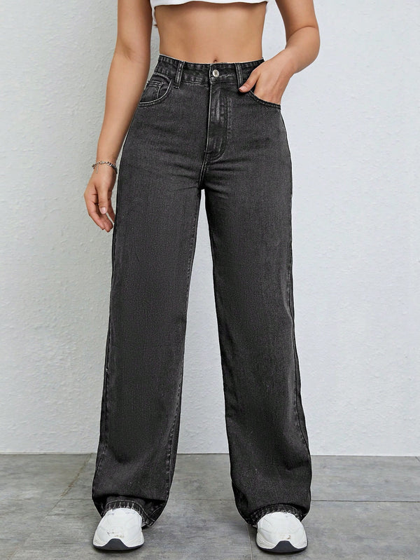 SHEIN EZwear Women Casual Loose Wide Leg Jeans