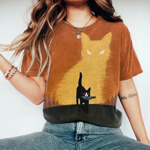 Time To Shine Cat Printed Casual T-shirt