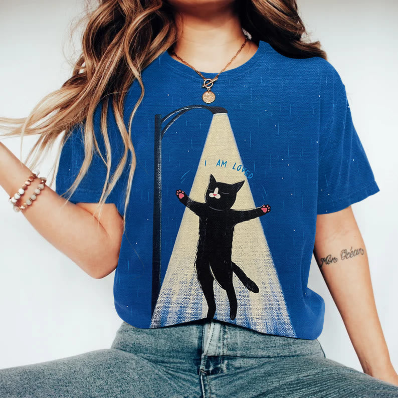 I Am Loved Cat Print T-shirt