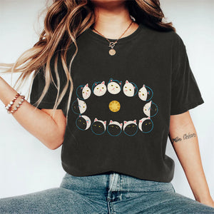 Cute Cat Seasons Art Print Short Sleeve Crew Neck T-shirt