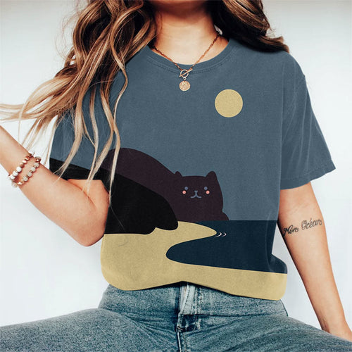 Abstract Cat Bay Art Print Short Sleeve T-shirt