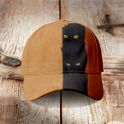 Abstract Black Cat Painting Art Cap