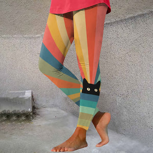 Rainbow Cat Print Women's Leggings