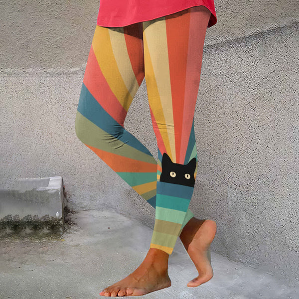 Rainbow Cat Print Women's Leggings