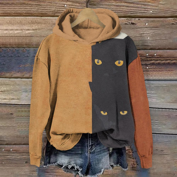 Abstract Black Cat Painting Art Women's Hoodie