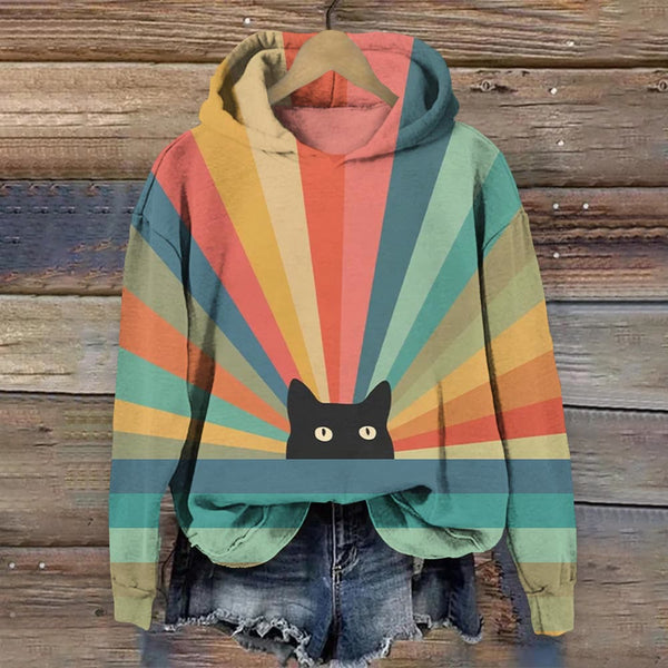 Rainbow Cat Print Women's Hoodie