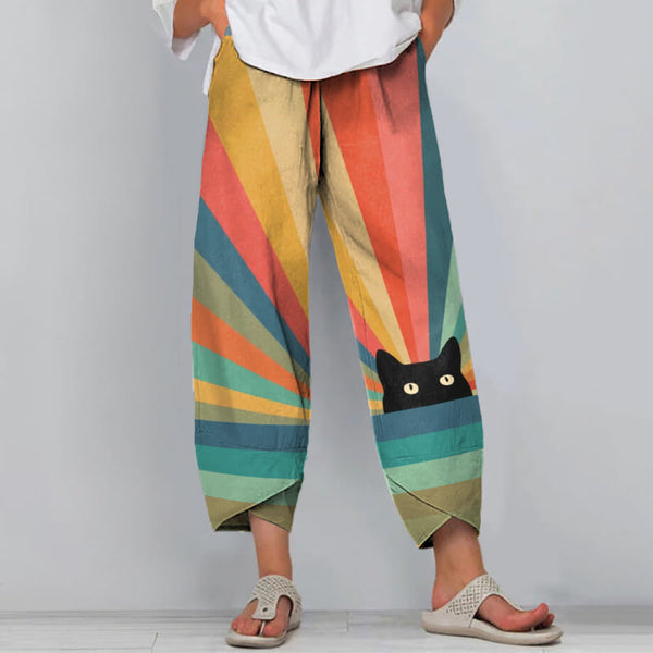 Rainbow Cat Print Pants