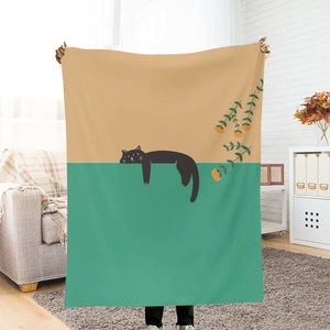 Abstract Creative Lazy Black Cat Painting Art Blanket