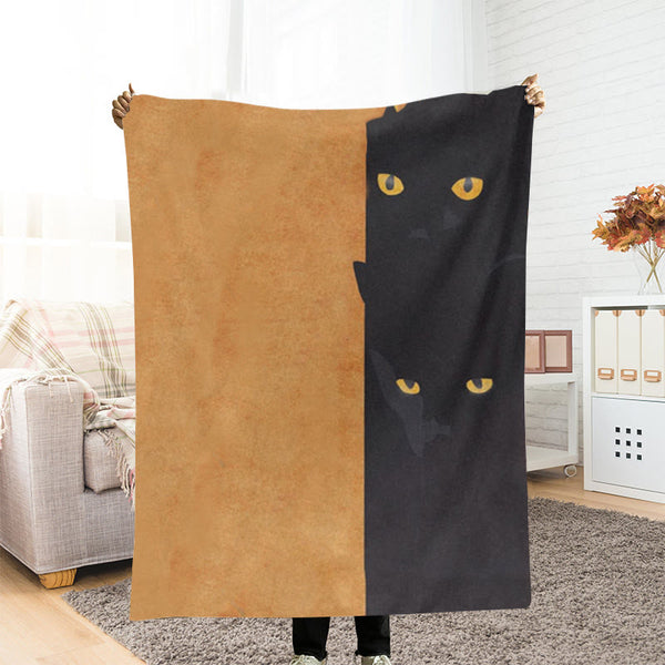 Abstract Black Cat Painting Art Blanket